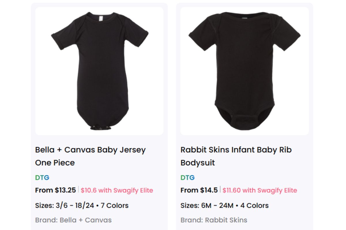 Two diffferent types of baby suit shown in the image