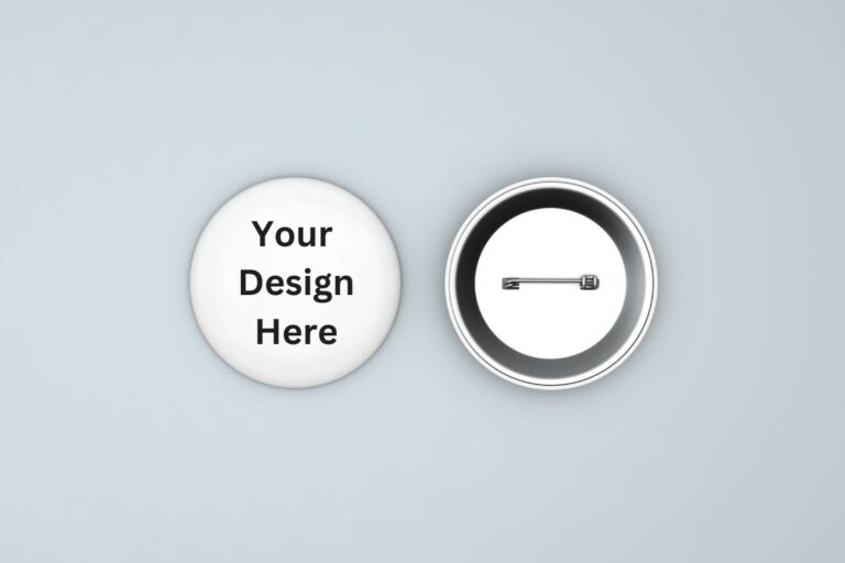 Front and back view of custom buttton pin