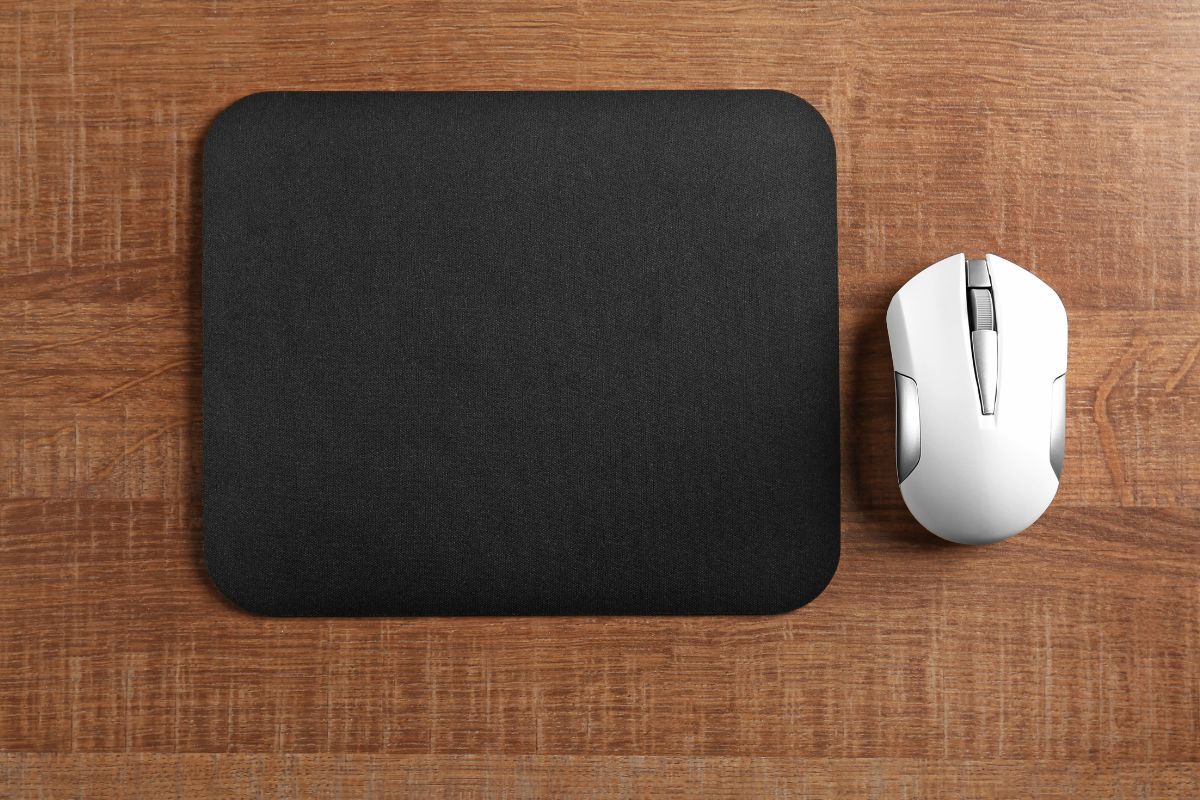A black colored custom mouse pads shown in the image