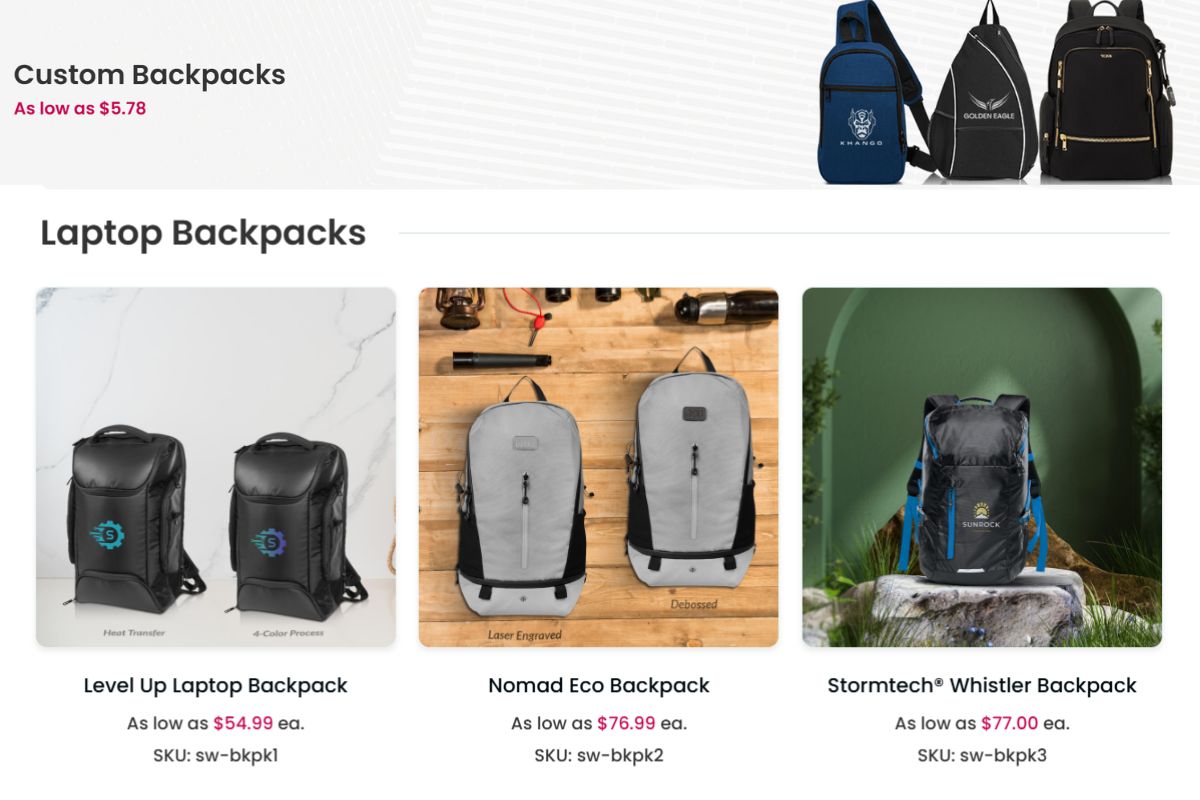 A collection of custom backpacks to buy online