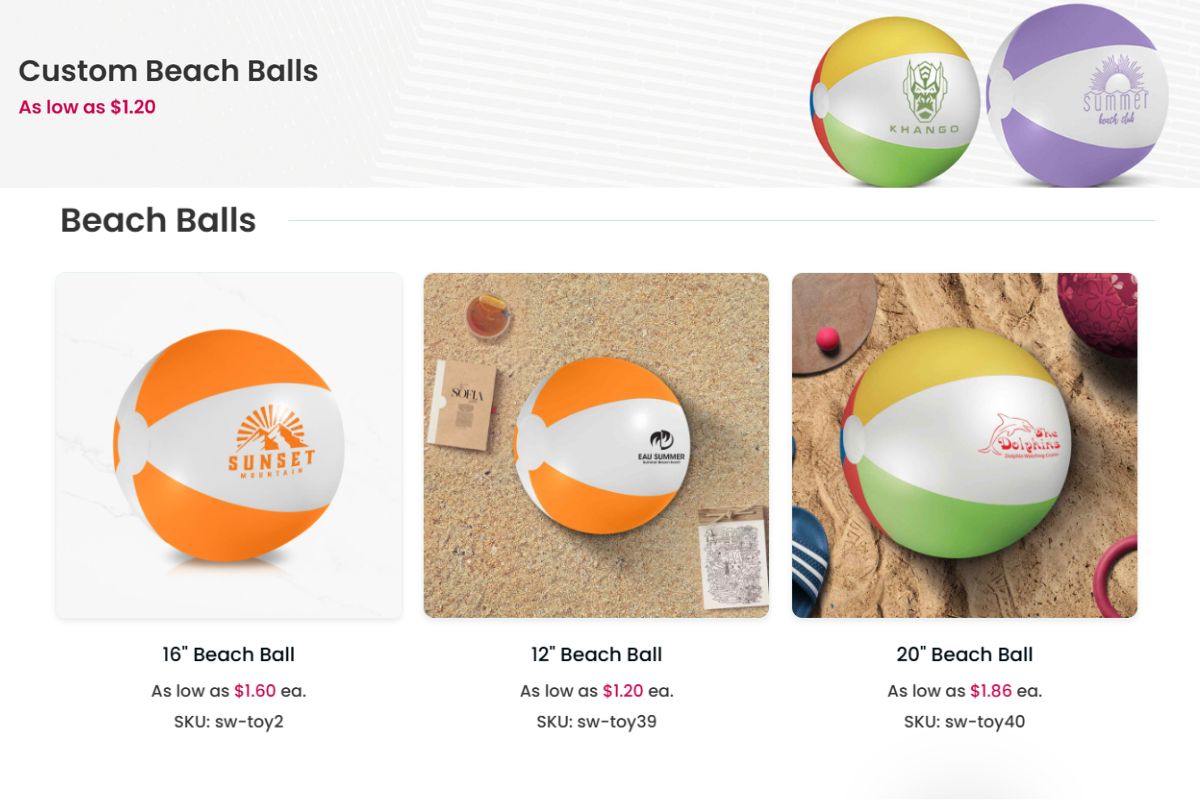 A collection of custom beach balls to buy online
