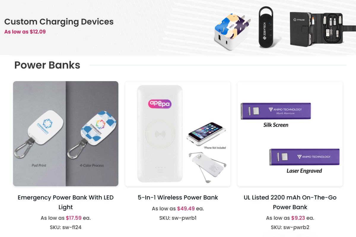 A collection of custom charging devices to buy online
