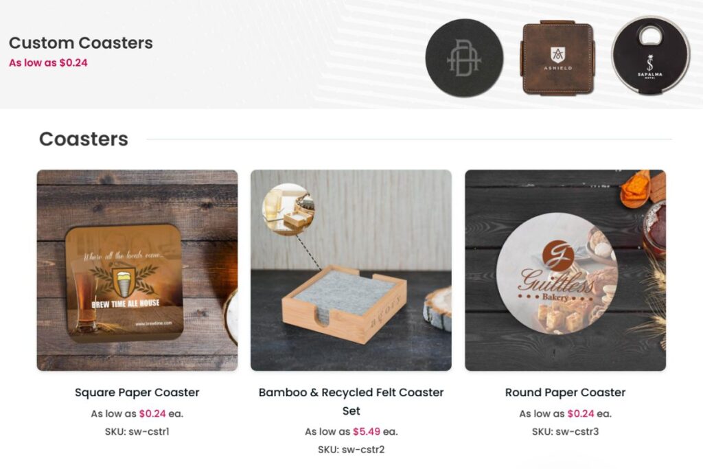 A collection of custom coasters to buy online