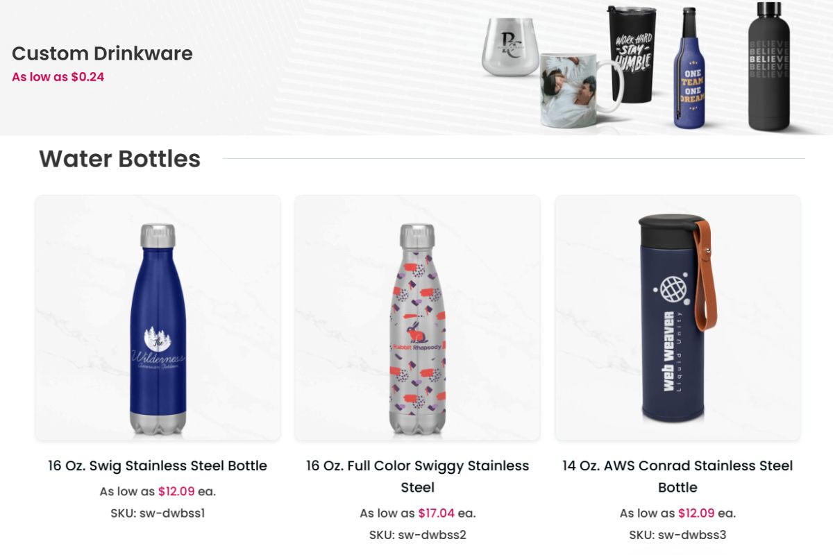 A collection of custom drinkware shown in the image