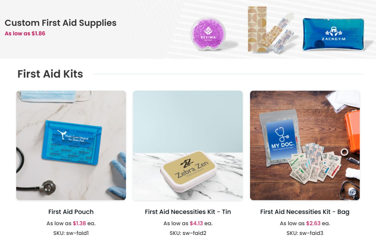 A collection of custom first aid supplies to buy online