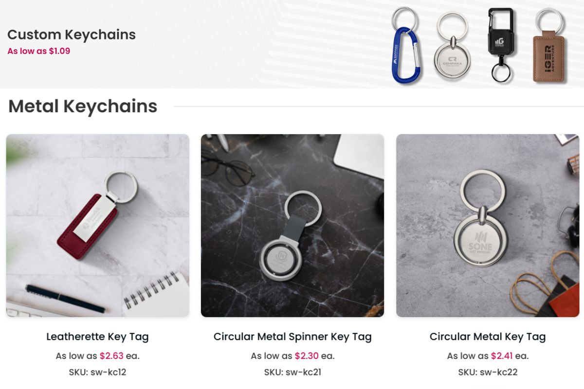 A collection of custom keychains to buy online