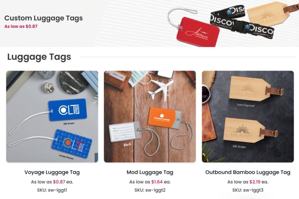 A collection of custom luggage tags to buy online
