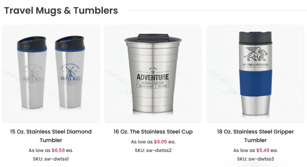 A collection of custom mugs and tumblers to buy online