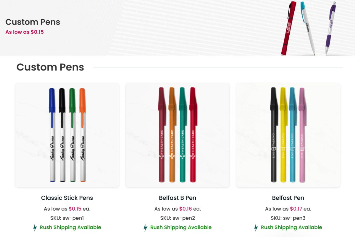 A collection of custom pen to buy online