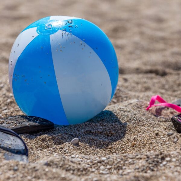 A custom printed beach ball shown in the image