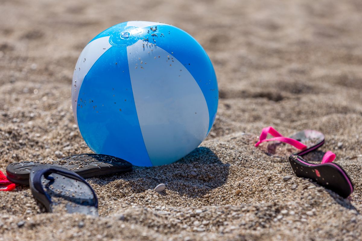A custom printed beach ball shown in the image