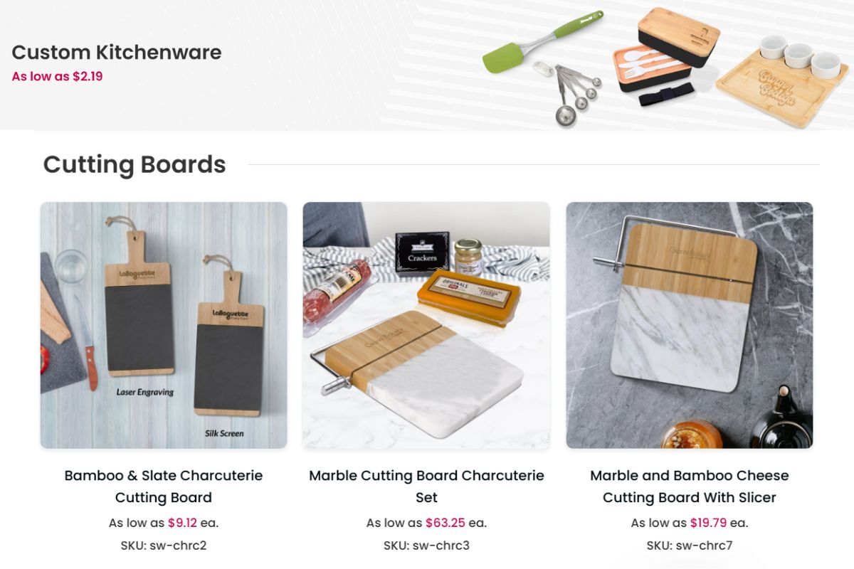 An image showcasing a collection of custom kitchenware available for purchase online