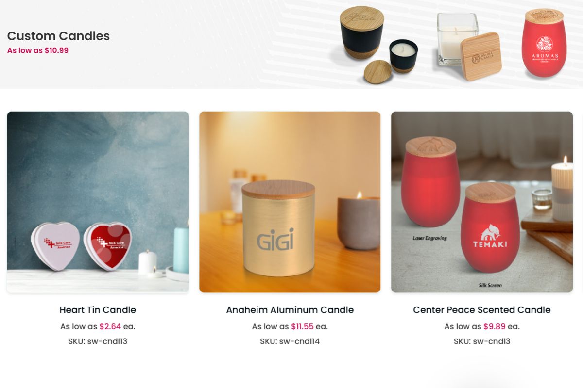 Custom candles of different shapes shown in the image to buy online