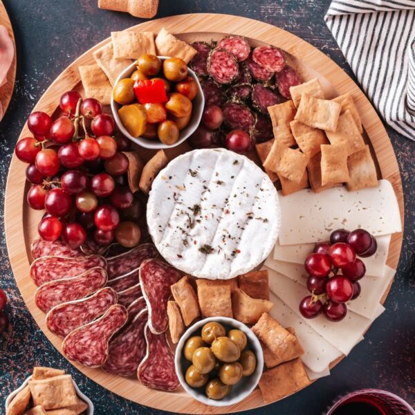 Different food items kept on a custom charcuterie