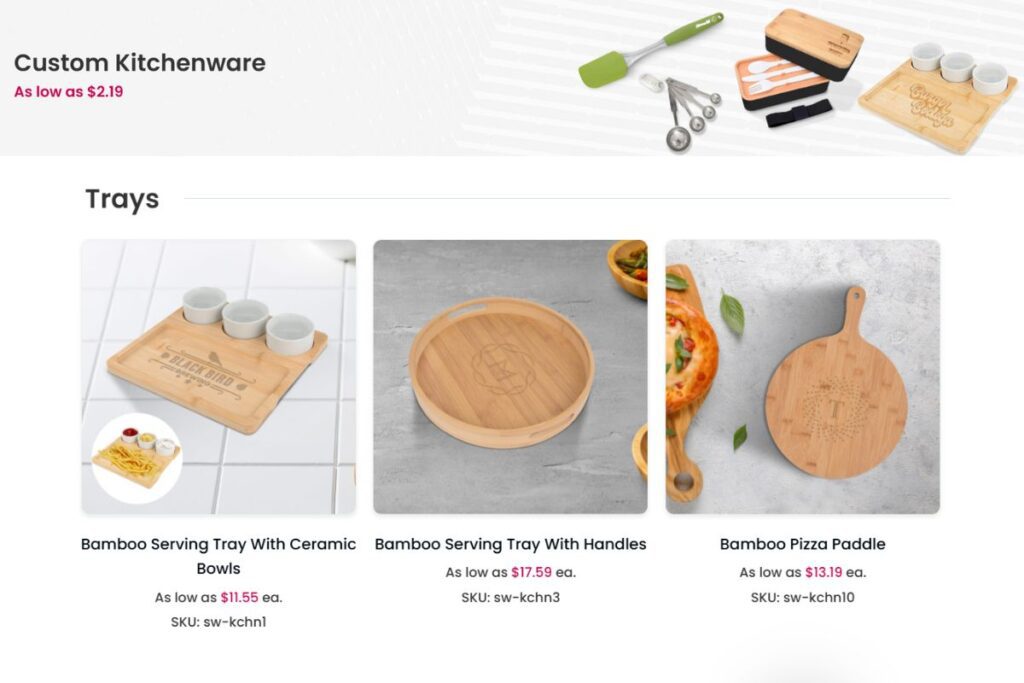 Different types of custom kitchenware available for purchase online