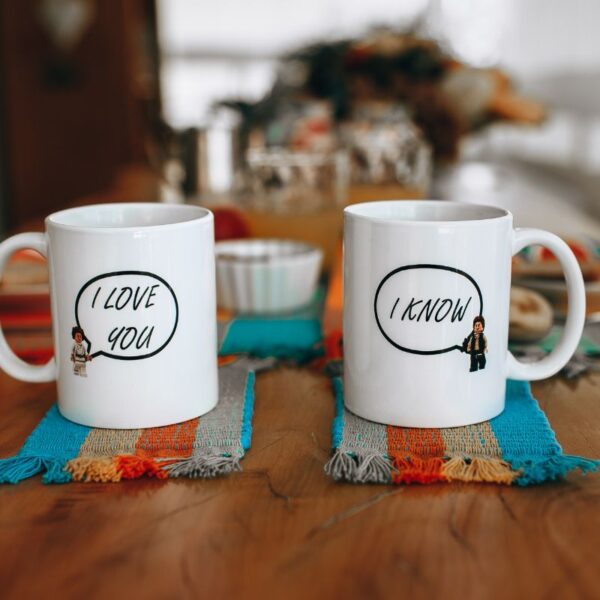 Two custom mugs kept with each other