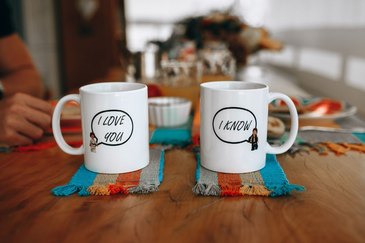 Two custom mugs kept with each other