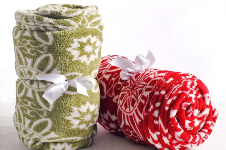 Two custom printed blankets shown in the image