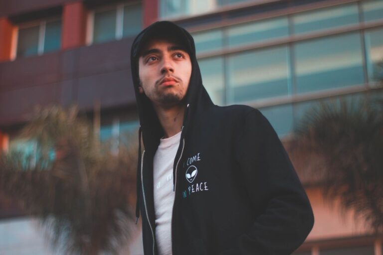 A Person wearing red colored customized full zip sweatshirts