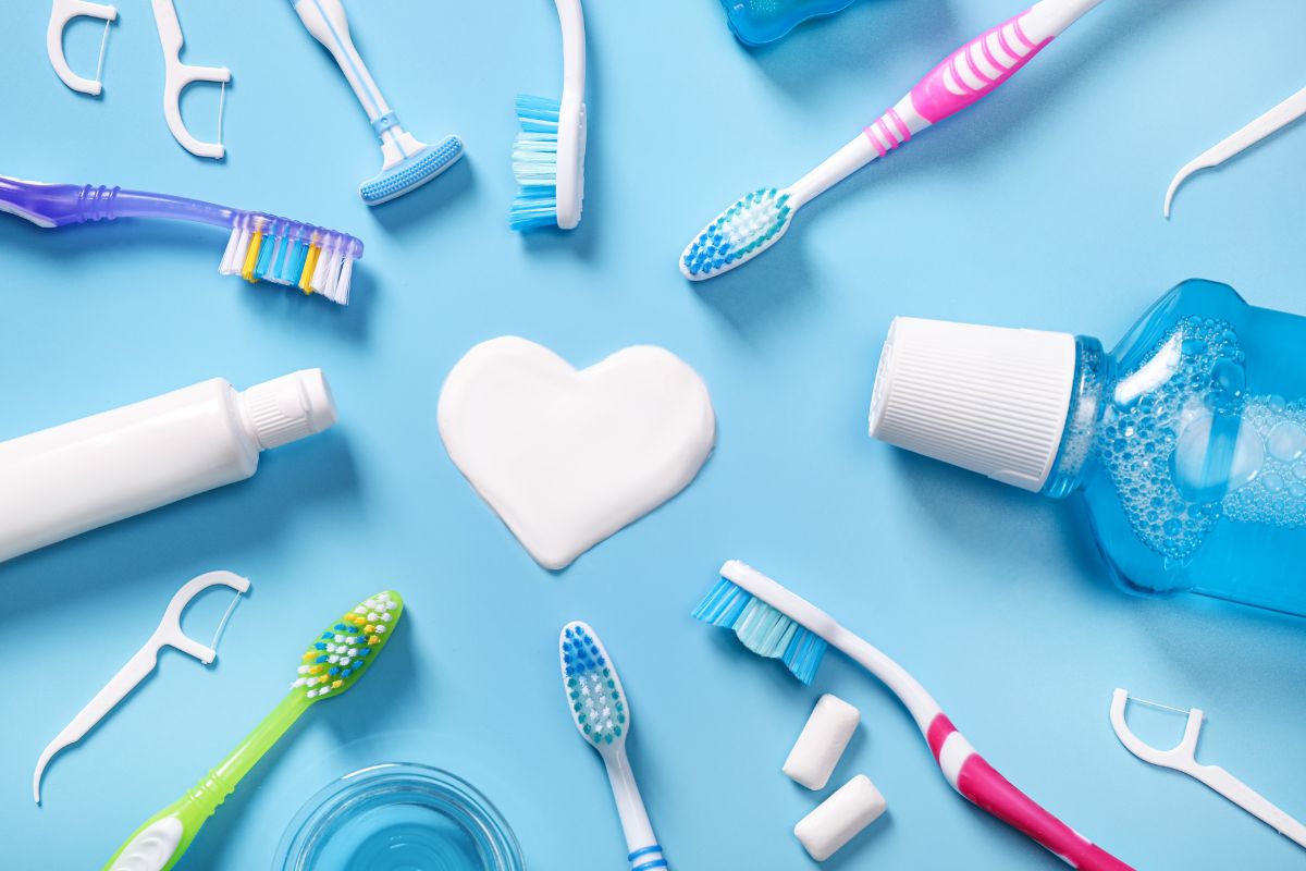 A collection of custom dental care products kept with each other