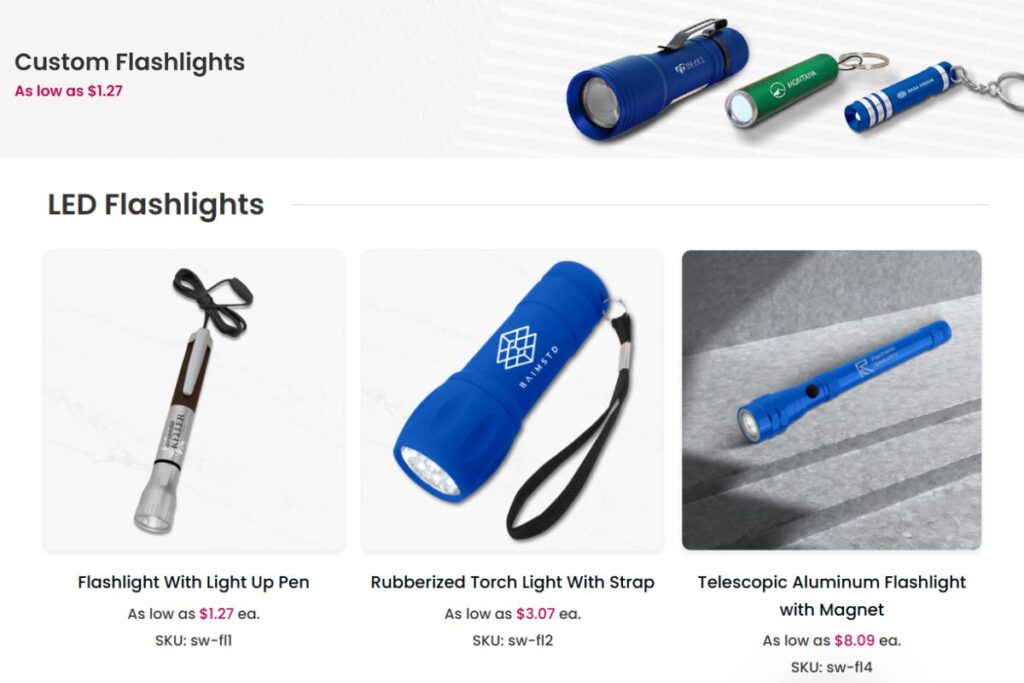 A collection of custom flashlights shown in the image to buy online