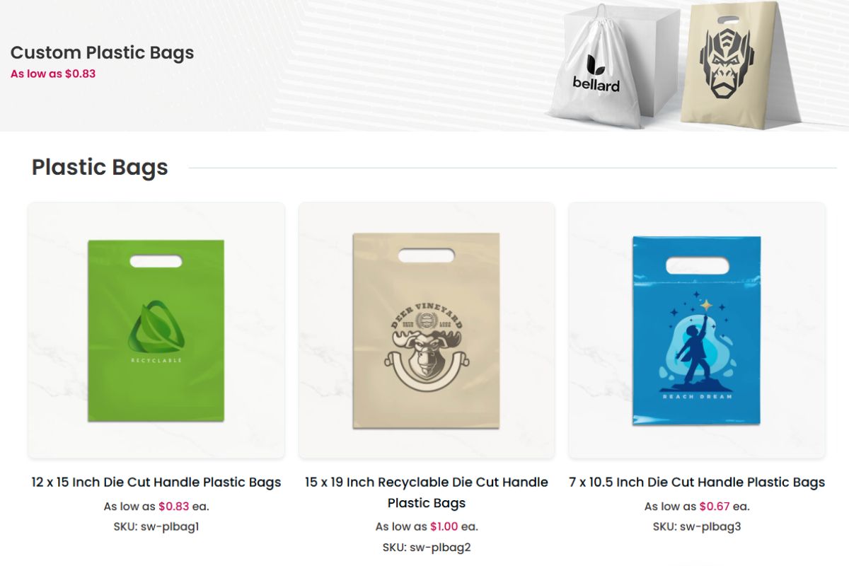 A collection of custom plastic bags to buy online