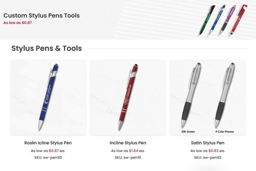 A collection of custom stylus pens to buy online