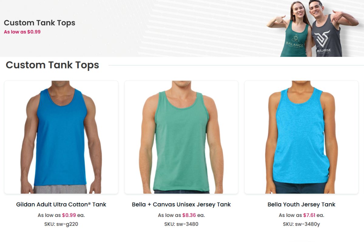A collection of custom tank tops to buy online
