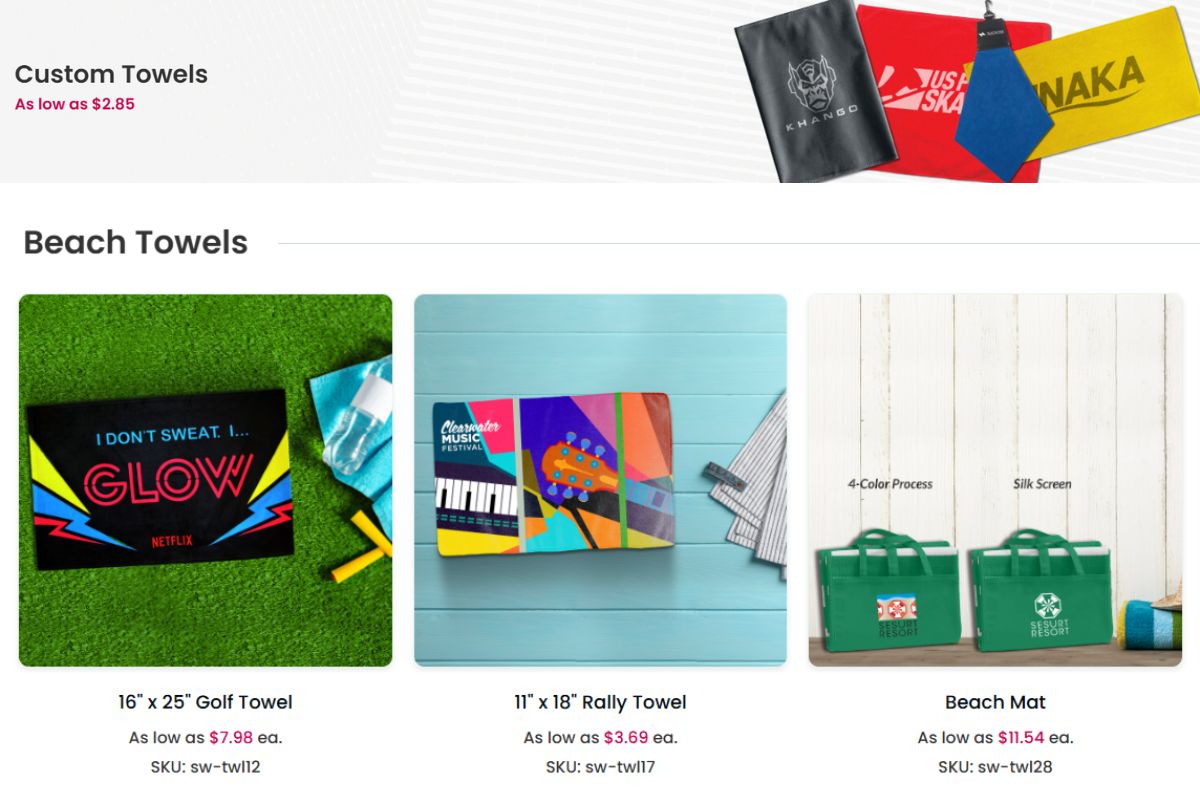 A collection of custom towels to buy online