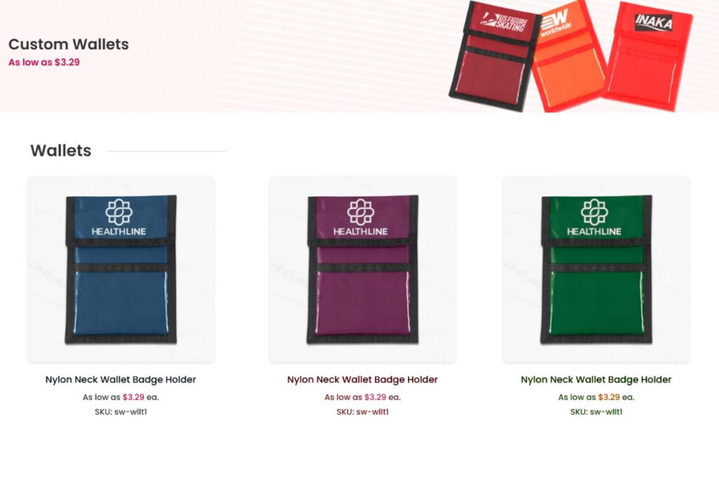 A collection of custom wallets for sale