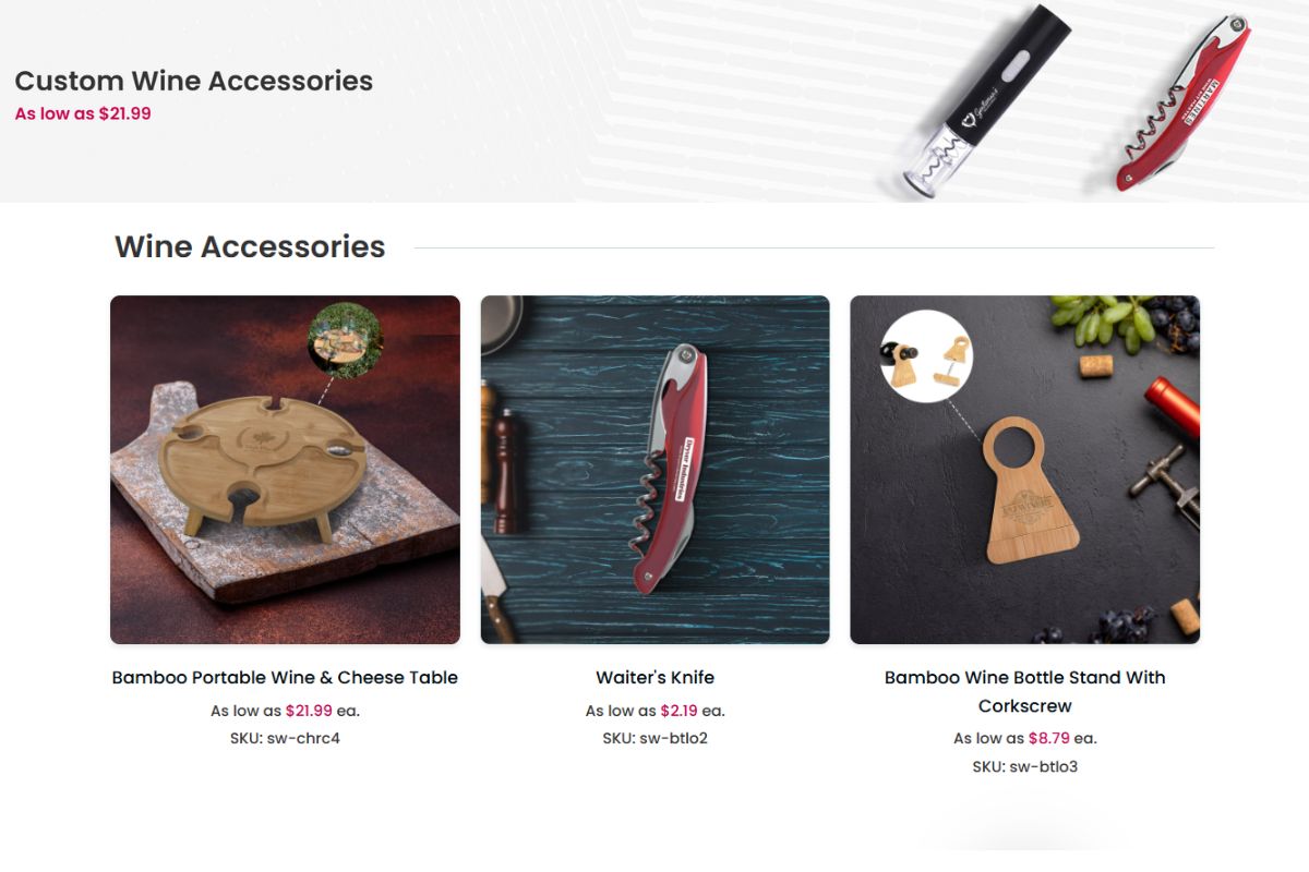 A collection of custom wine accessories shown in the image