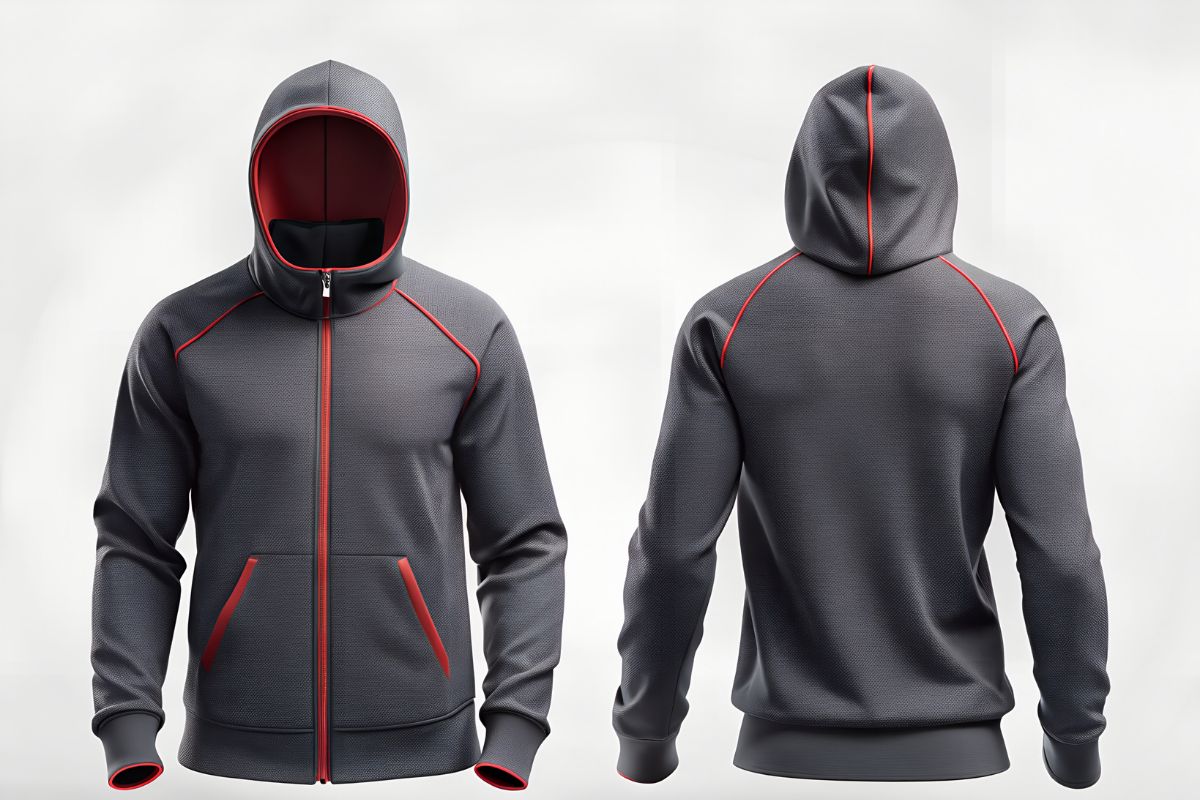 A design of a custom full zip sweatshirt shown in the image
