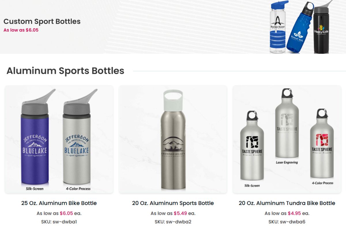 A set of different custom sport bottles shown in the image