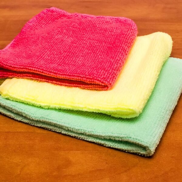 Different colored custom cleaning cloth shown in the image