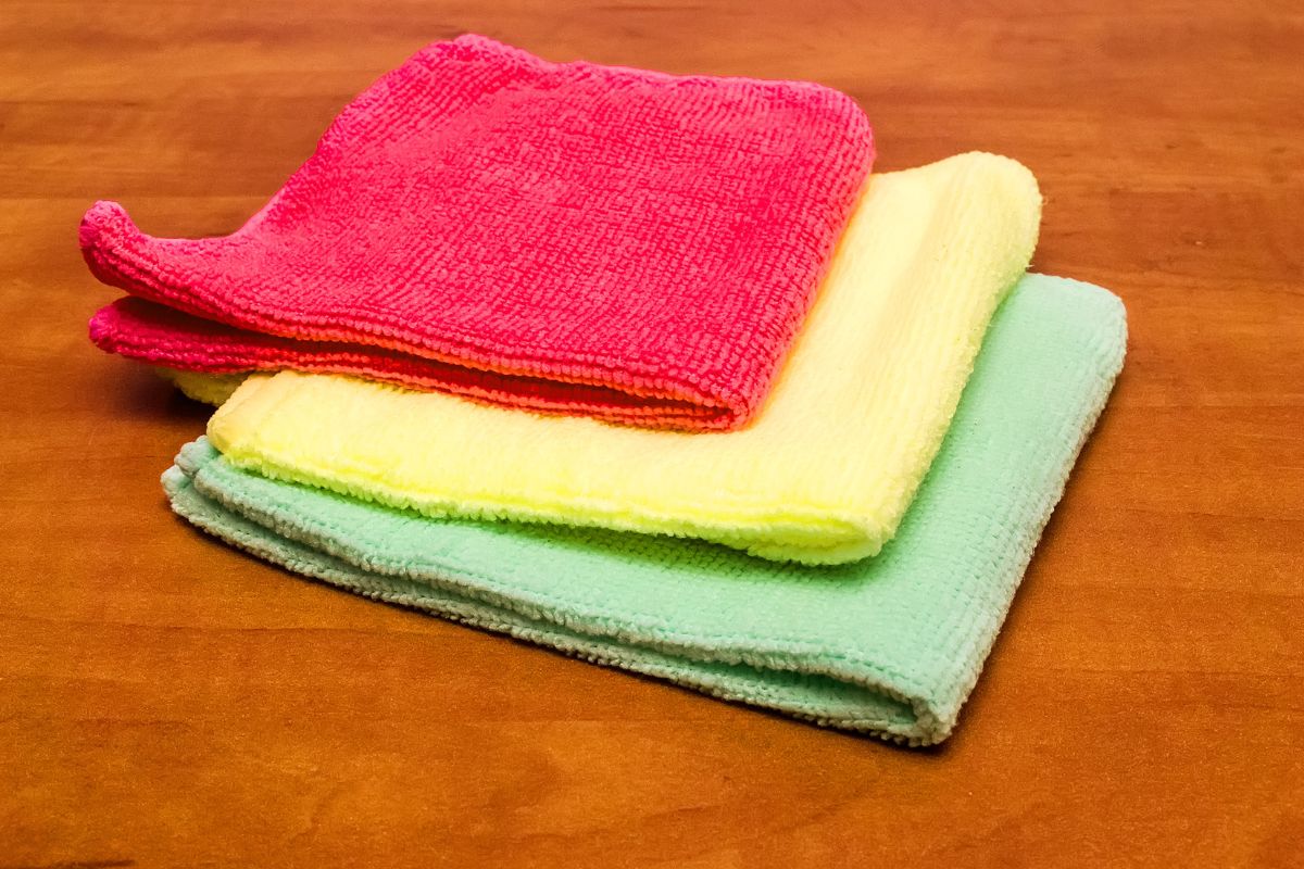Different colored custom cleaning cloth shown in the image