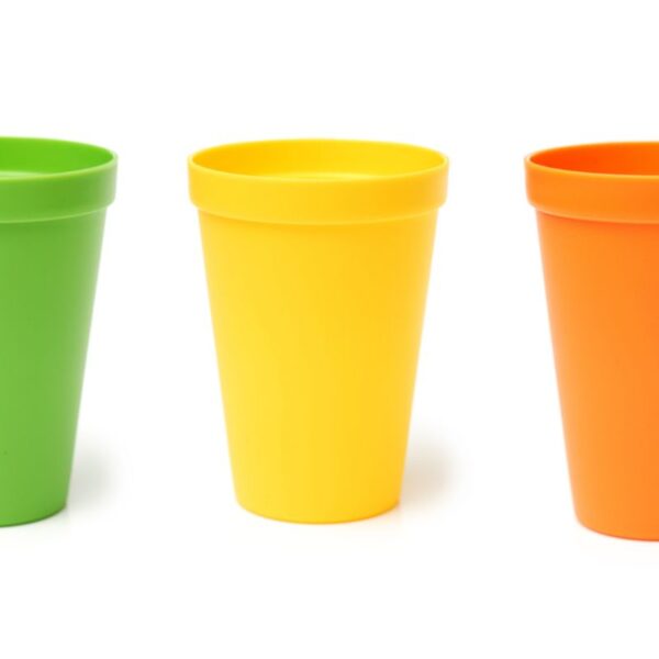 Different colored custom stadium cups shown in the image