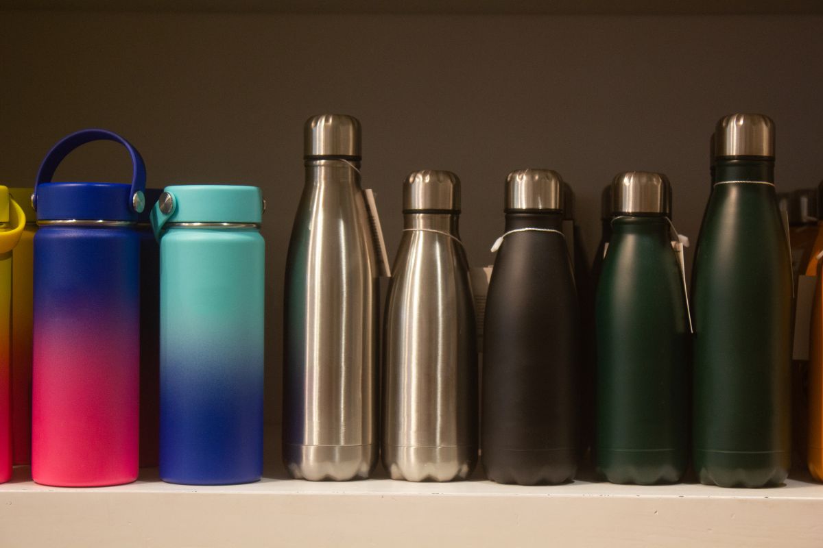 Different types of custom water bottles kept together
