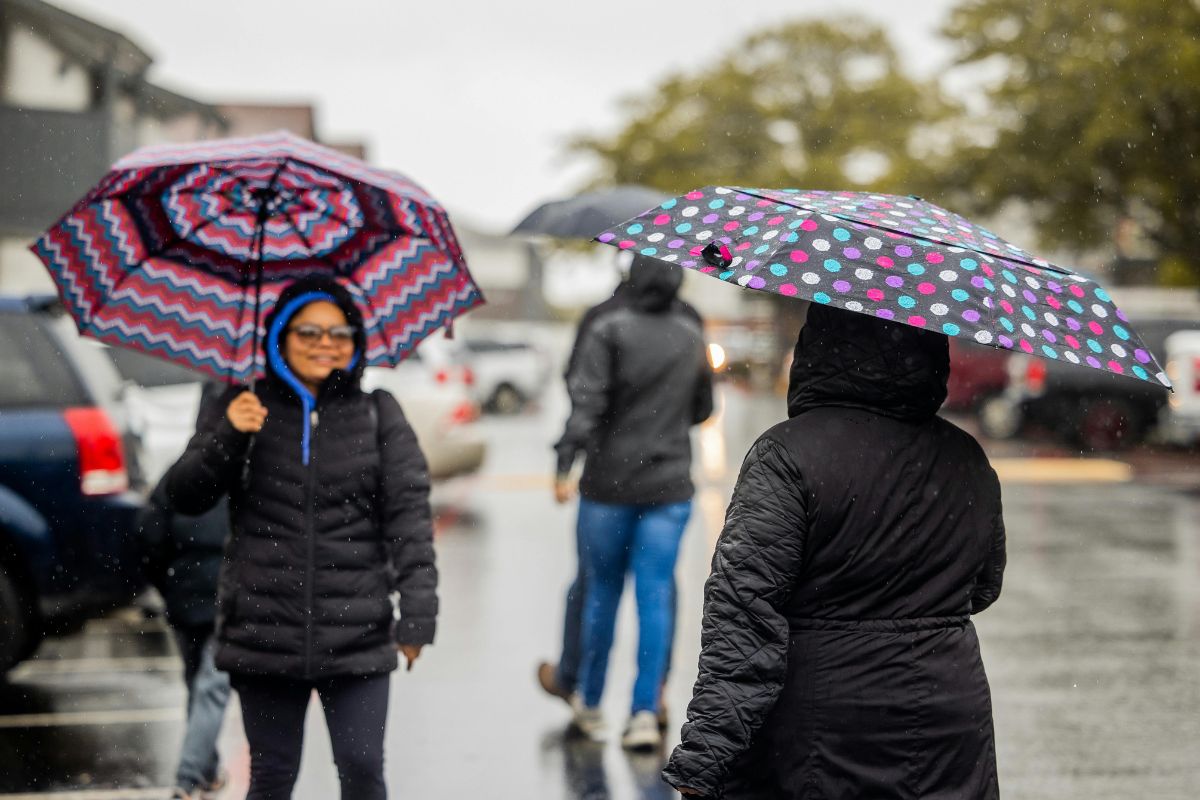 Two custom printed umbrellas being carried by ladies are shown in the image