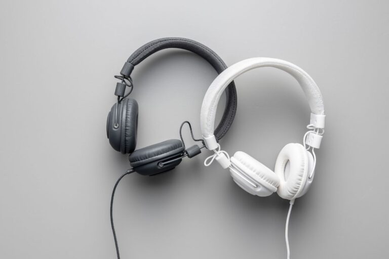 Two different colored custom headphones shown in the image