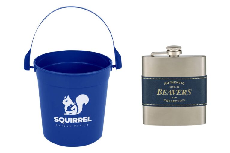 Two different custom specialty drinkware shown in the image