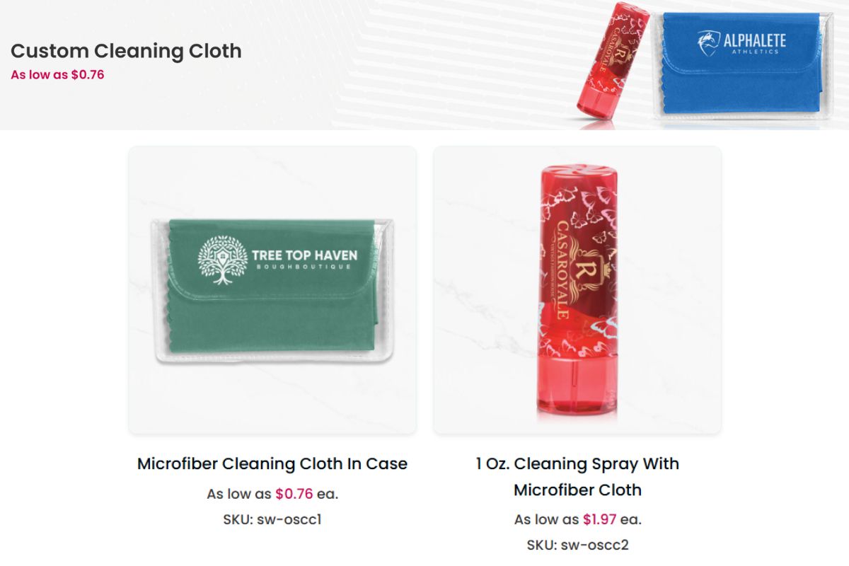 Two different types of custom cleaning cloth shown in the image to buy online