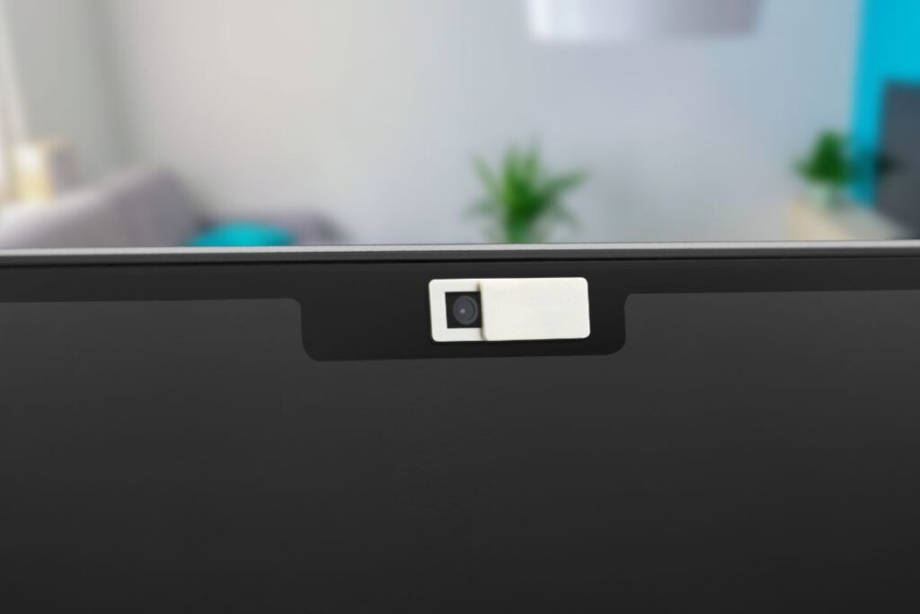 A built in laptop webcam capturing a live video
