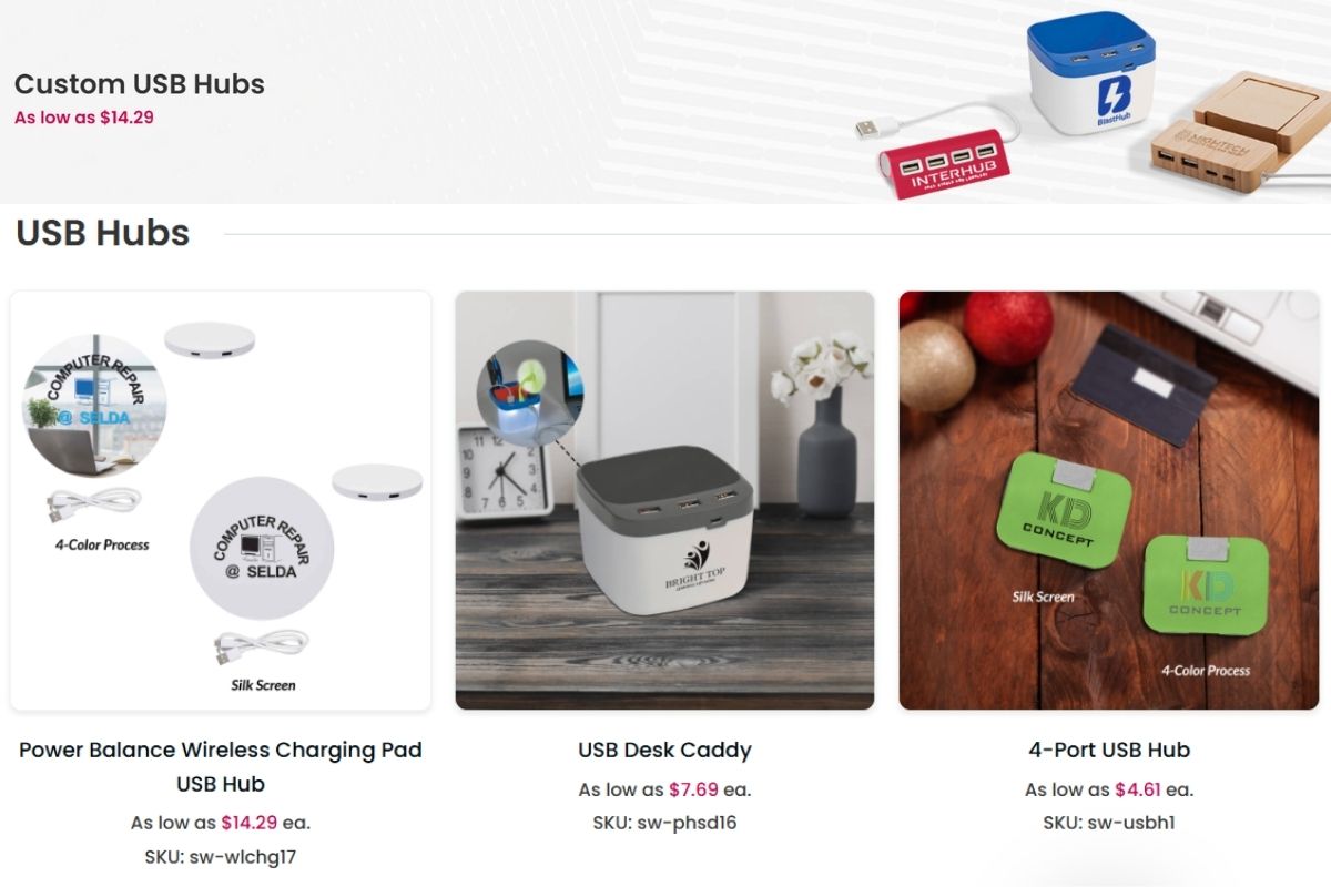 A collection of custom USB hubs for sale