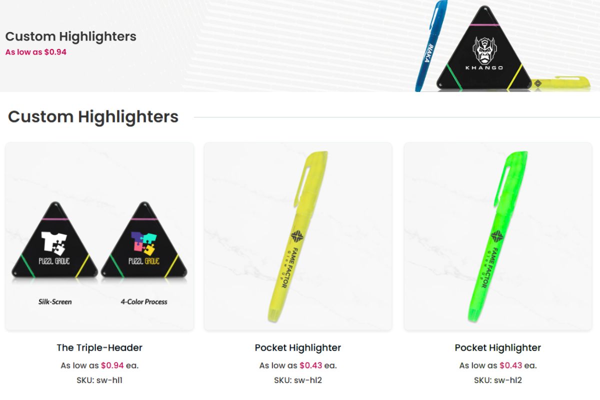 A collection of custom highlighters for sale