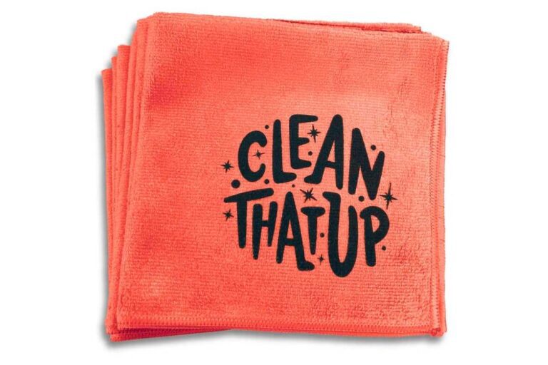 A collection of different custom cleaning cloth kept with each other