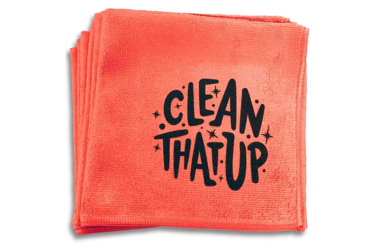 A collection of different custom cleaning cloth kept with each other