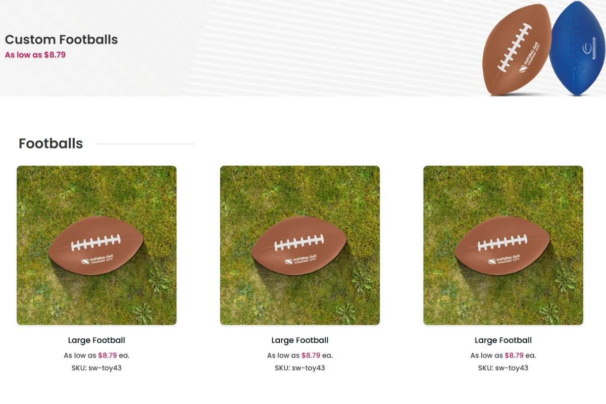A collection of different custom footballs is for sale
