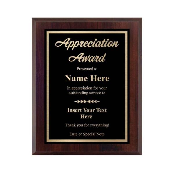 A custom plaque, ready for personalization, is shown in the image