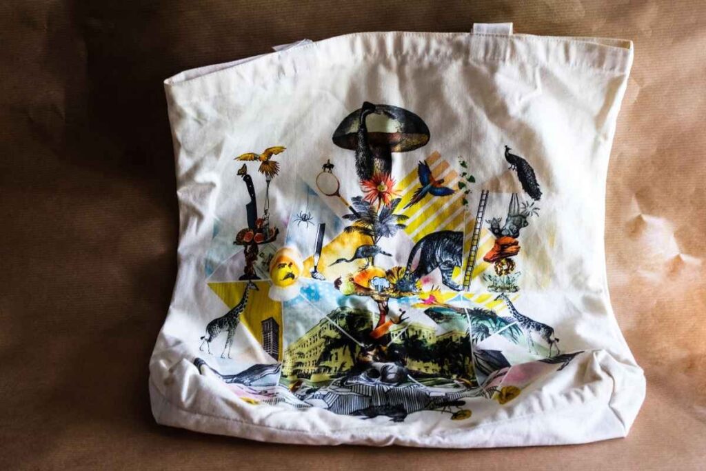 A custom printed tote bag shown in the image