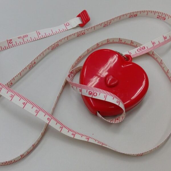 A heart shaped custom tape measure
